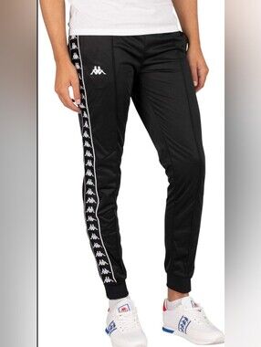 Kappa Black Joggers with White Logo Tape
